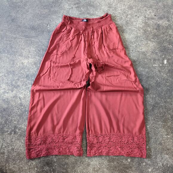 Nation AK Outfitters Wide Leg Harem Pants Womens M Red Boho Loose Baggy NAOO - Picture 1 of 7